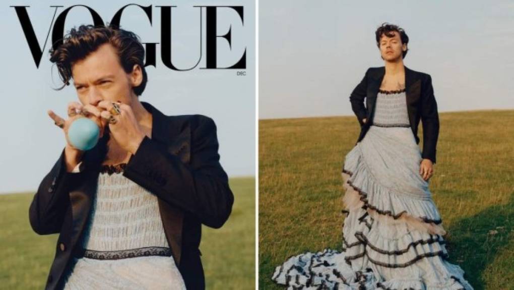 Harry Styles se convirtió en un hito para Vogue al ser el primer hombre en aparecer solo en la portada de Vogue, la llamada 'Biblia de la Moda'. El británico engalana la edición de diciembre de la revista, en la que por cierto porta un vestido Gucci. <br/>