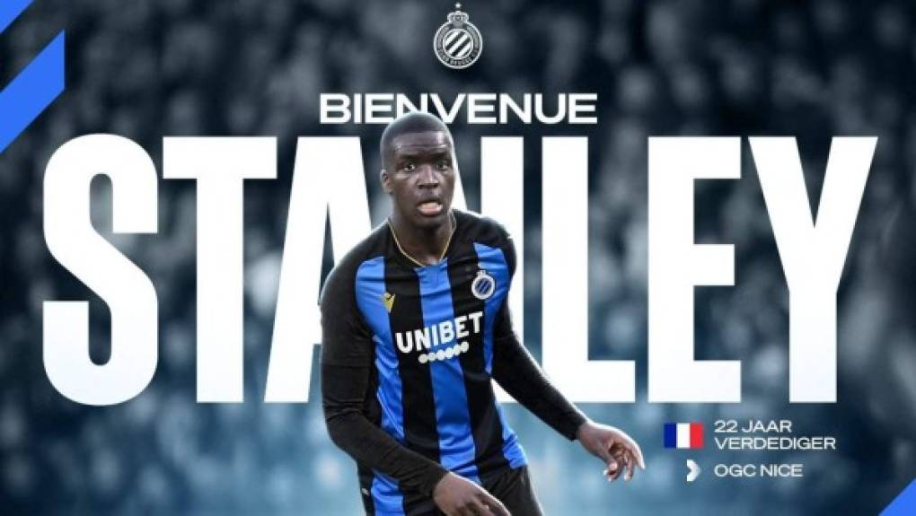 El Brujas de Bélgica ha fichado al lateral izquierdo francés Stanley Nsoki por 6.500.000 €. Firma hasta junio de 2025 y llega procedente del Niza. Foto Twitter Brujas.