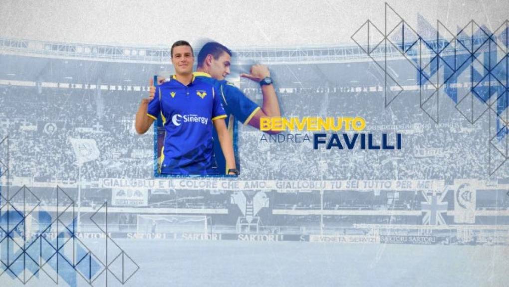 El delantero italiano Andrea Favilli se ha convertido en nuevo fichaje del Hellas Verona, llegando procedente del Génova en calidad de cedido a cambio de cuatro millones de euros. Antes estuvo en la Juventus, pasó a formar parte del conjunto genovés la temporada pasada por seis millones.
