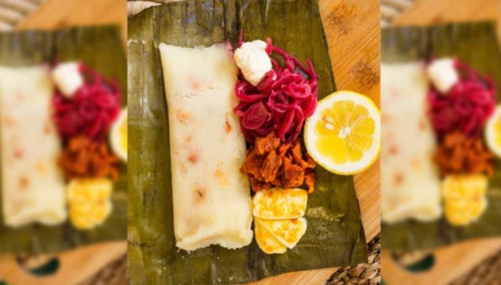 Tamal de yuca y chicharrón hondureño