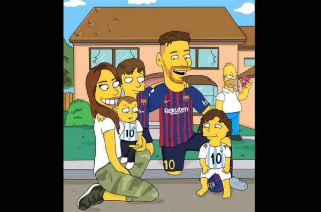 Lionel Messi con su esposa Antonella Roccuzzo y sus hijos.