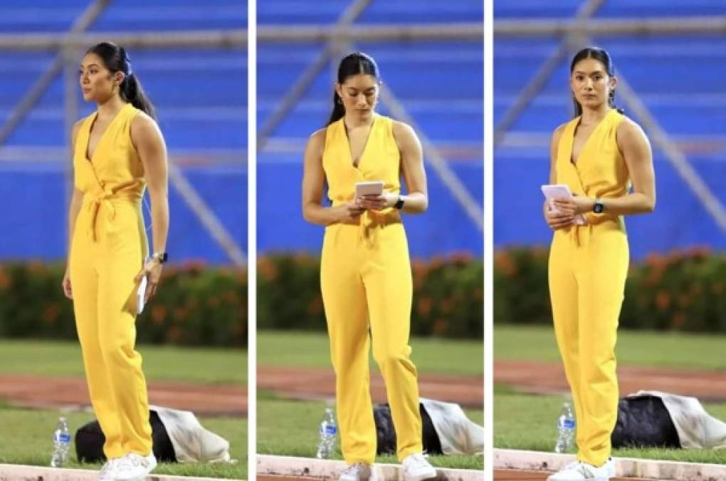 Esta guapa chica de amarillo llamó la atención en la cancha del coloso sampedrano.