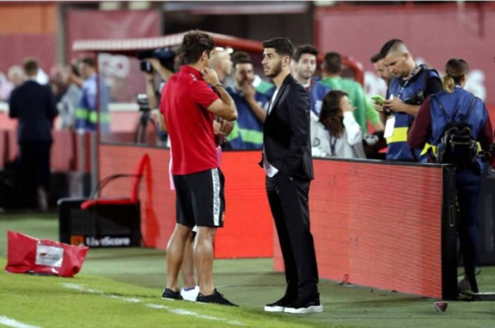 Marco Asensio, excanterano del Mallorca, estuvo en el estadio de Son Moix. Viajó con la expedición del Real Madrid, pero es baja por lesión.