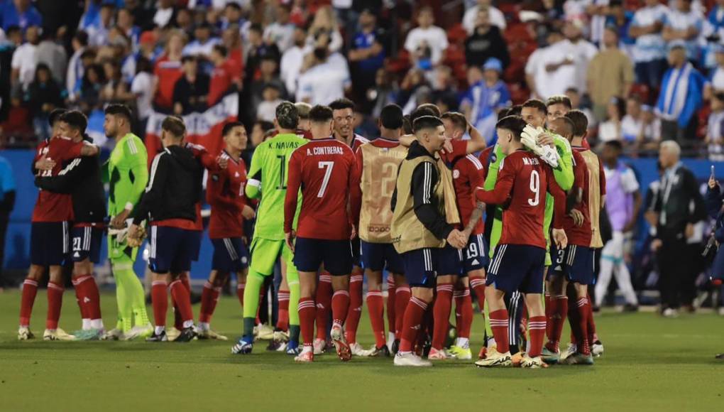 Los jugadores de Costa Rica celebrando la clasificación a la Copa América 2024.