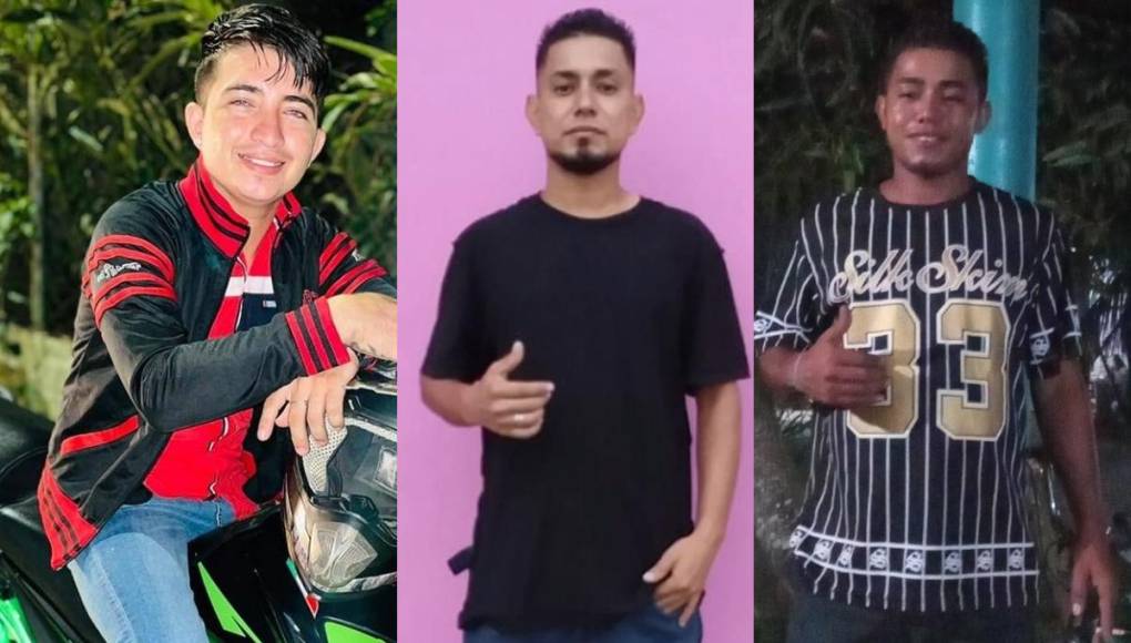 Foto en vida de Edwin Aguilar, Bayron Rosales y Edgar Nectaly Rosales alias “La Vaca”, los tres jóvenes asesinados en Omoa.