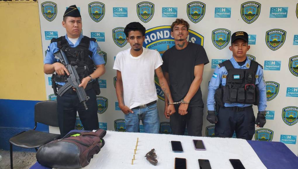 Rostros de los asaltantes detenidos en San Pedro Sula. 