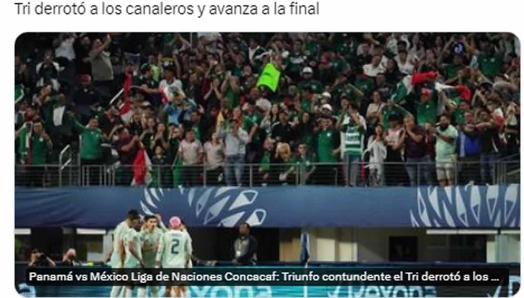 TVN Noticias de Panamá: “Triunfo contundente, el Tri derrotó a los canaleros y avanza a la final” de la Nations League.