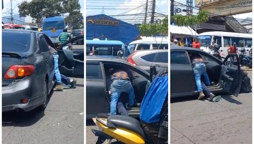 Enardecidos, conductores se fueron a los golpes, luego de protagonizar un choque en el sector Comayaguaela. De acuerdo con un videoclip difundido en redes, uno de los involucrados en el accidente amenazaba con sacar una arma, por lo que varios pobladores lo detuvieron para evitar una tragedia. 