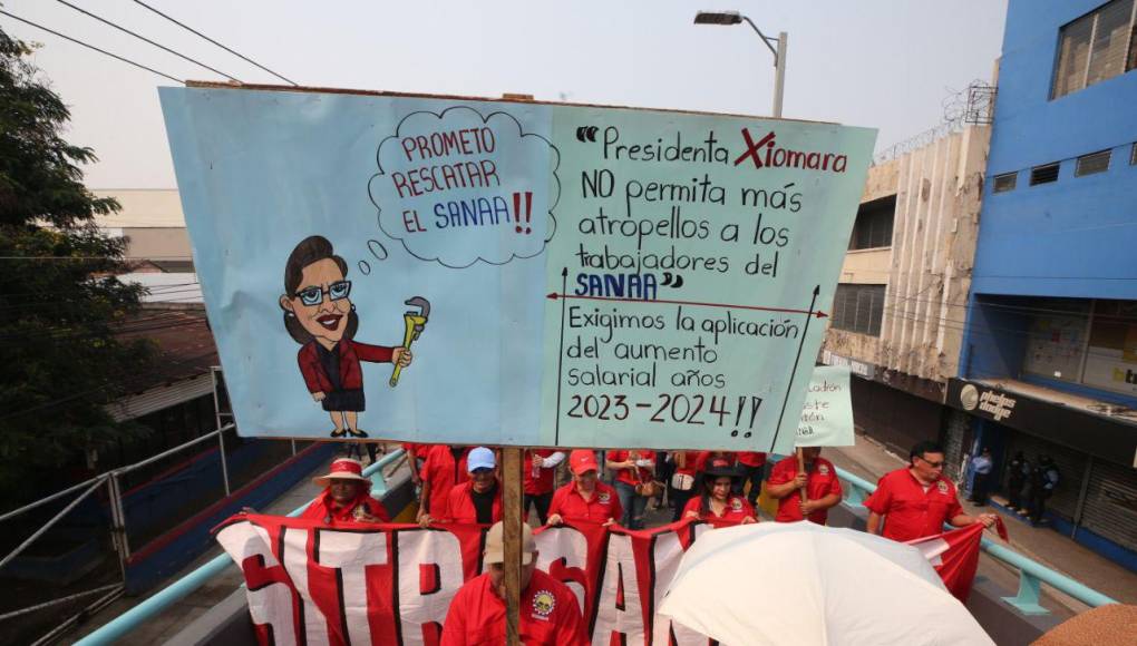 Algunos sindicatos, como el del SANAA, hicieron varias exigencias a la presidenta Xiomara Castro. 