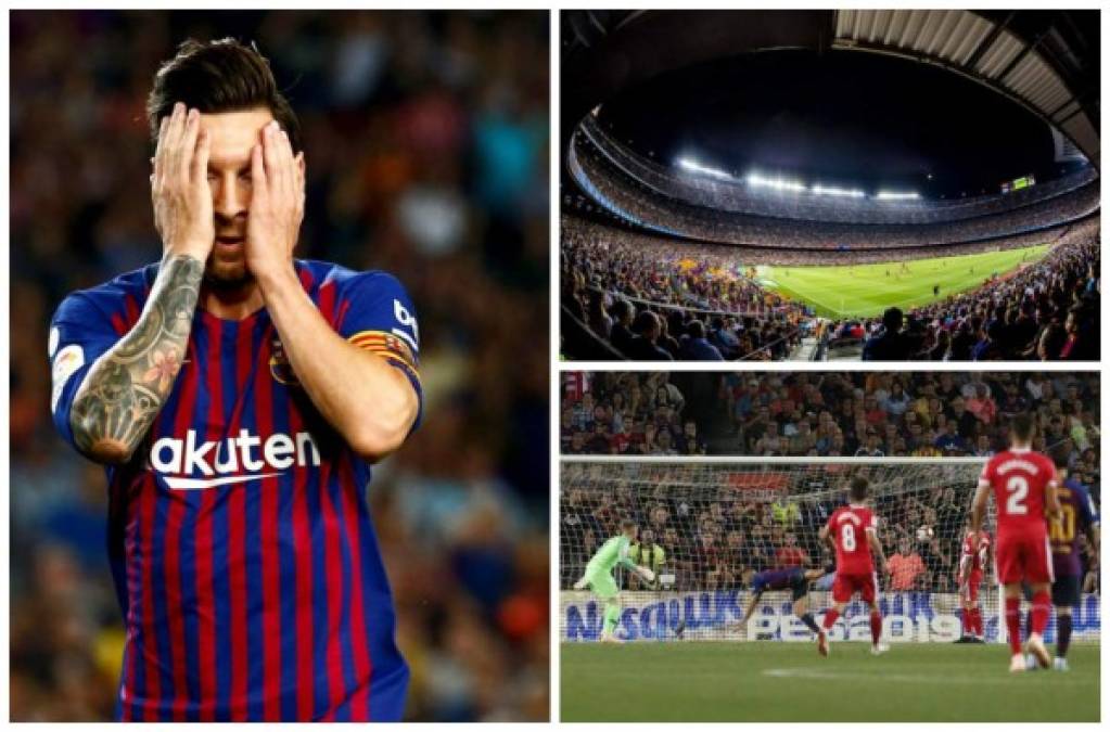 El FC Barcelona, que jugó la mayor parte del partido en inferioridad numérica tras al expulsión del francés Clément Lenglet, solo pudo empatar (2-2) en su campo con sus vecinos del Girona. Messi anotó pero salió molesto por no ganar. FOTOS AFP Y EFE.