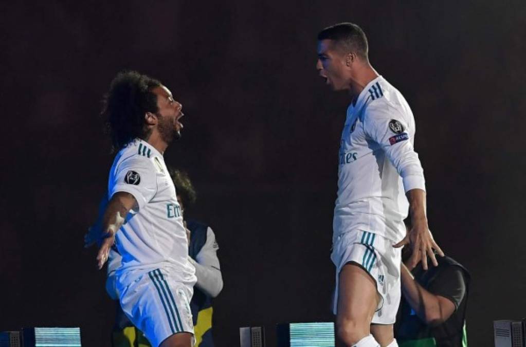 Cristiano Ronaldo y Marcelo celebrando.