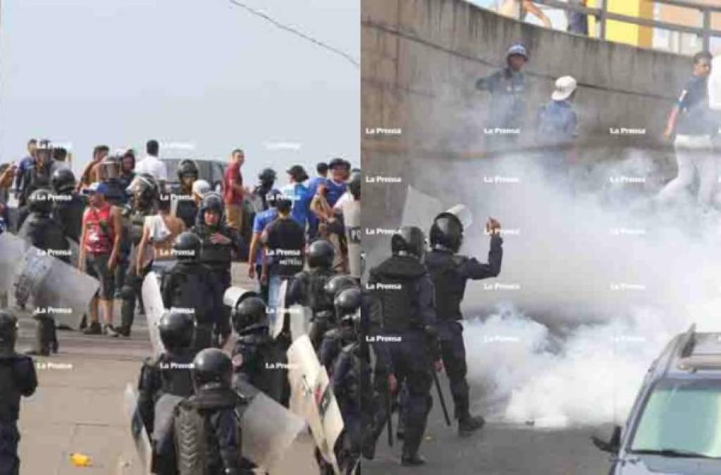Nuevos actos de violencia se dieron este domingo luego de que las barras del Motagua y Marathón se enfrentaron en las afueras del estadio Nacional de Tegucigalpa. Hubo momentos de pánico e inclusive se registró un tiroteo. Fotos Ronald Aceituno.