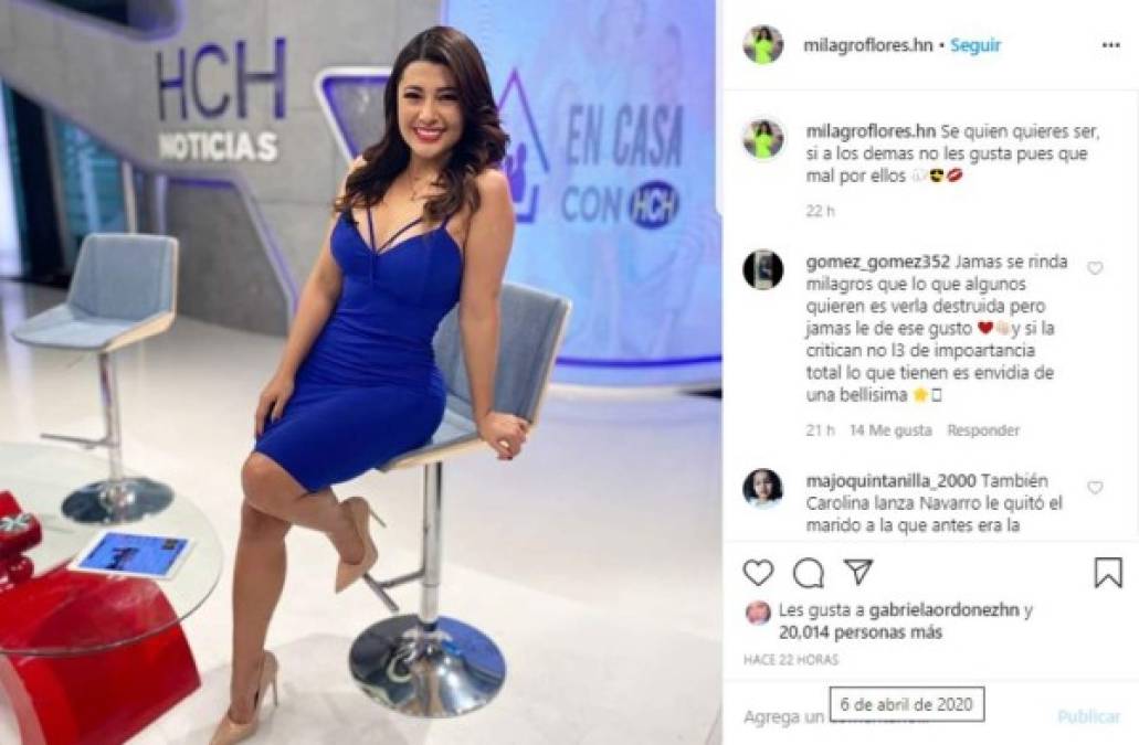 Minutos después del programa donde Carolina Lanza se refirió a su ruptura, Milagro parecía responder con una publicación que decía 'Se quien quieres ser, si a los demas no les gusta pues que mal por ellos.'.