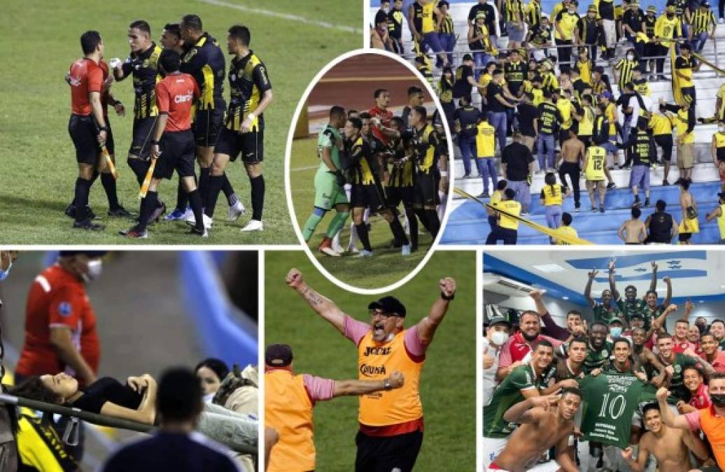 Las imágenes del clásico sampedrano que le ganó Marathón al Real España en un bravo partido en el estadio Olímpico, por la décima jornada del Torneo Apertura 2021. Fotos Neptalí Romero