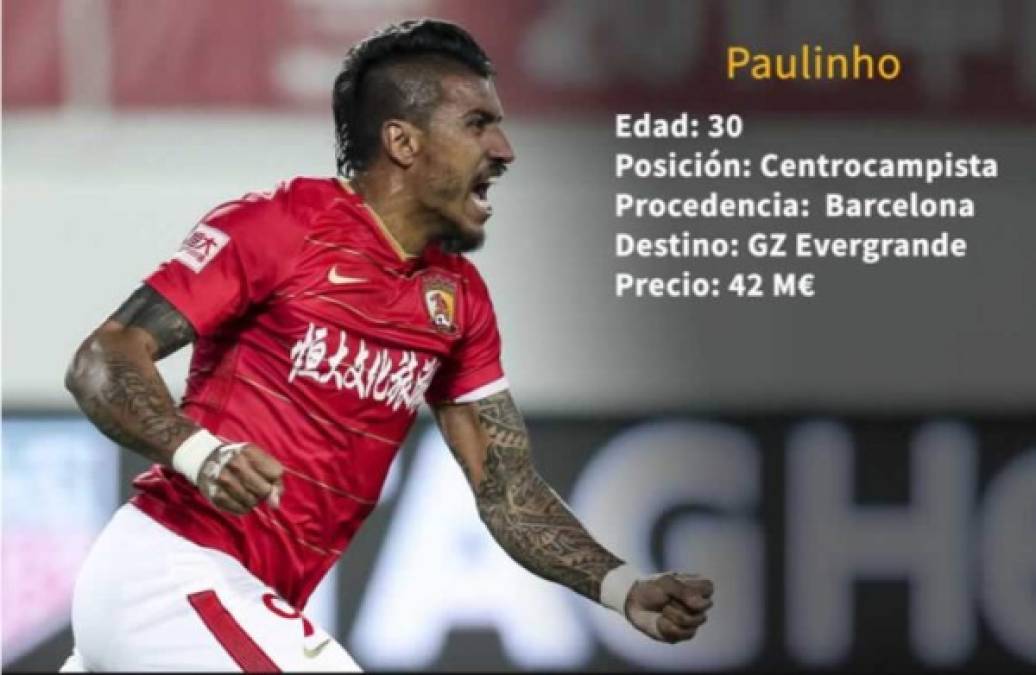 3 - El brasileño Paulinho, del Barcelona al Guangzhou Evergrande por 42 millones de euros.