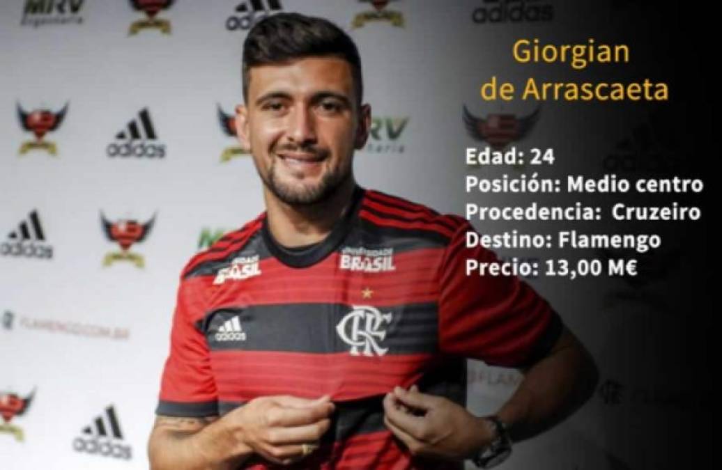 18 - El uruguayo Giorgian De Arrascaeta, del Cruzeiro al Flamengo por 13 millones de euros.