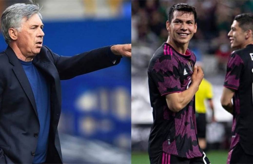 Hirving Lozano: El delantero mexicano ha sido vinculado en las últimas horas en Real Madrid ya que es uno de los futbolistas consentidos por Ancelotti: ''Tengo una buena relación con todos los jugadores. A Lozano le tengo mucho cariño. También a Chicharito, que lo tuve aquí. No puedo decir si encajarían en el Real Madrid. Tenemos una plantilla muy larga y tenemos que evaluarla”, comentó el nuevo DT del club blanco. Fotos AFP y Selección México Facebook.