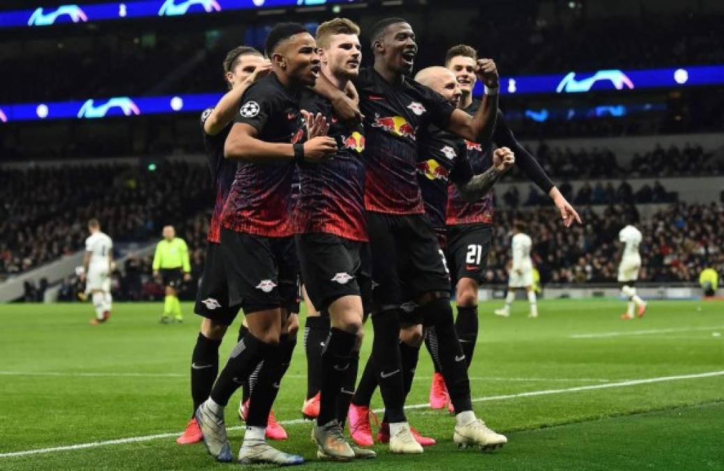 Los jugadores del RB Leipzig festejando el gol de Timo Werner. Foto AFP