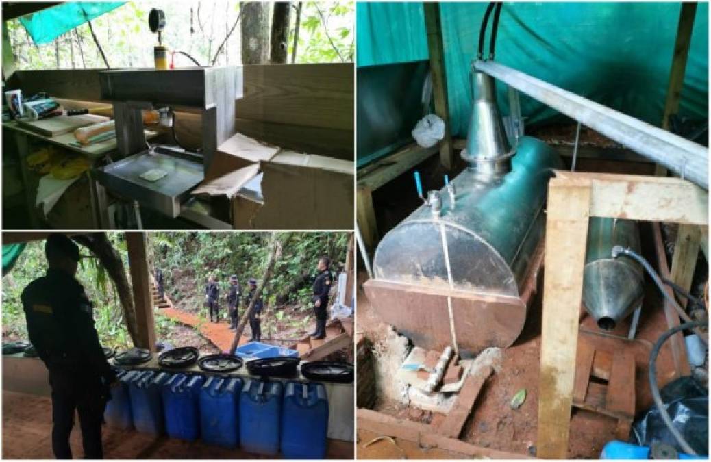 Autoridades de Guatemala informaron el hallazgo de un laboratorio para procesar drogas y una plantación de arbustos de coca.