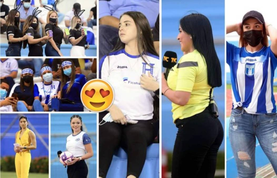 Las hermosa aficionadas hondureñas que han asistido al estadio Olímpico para apoyar a la Selección de Honduras en el partido eliminatorio contra Estados Unidos.