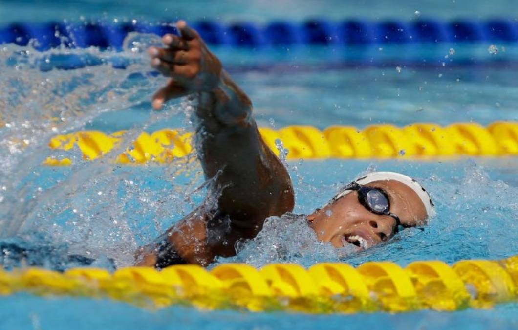 Natación. <br/>Sirena venezolana. La nadadora venezolana Andreina del Valle compite en el evento femenino clasificatorio de natación en los 400 metros libre.