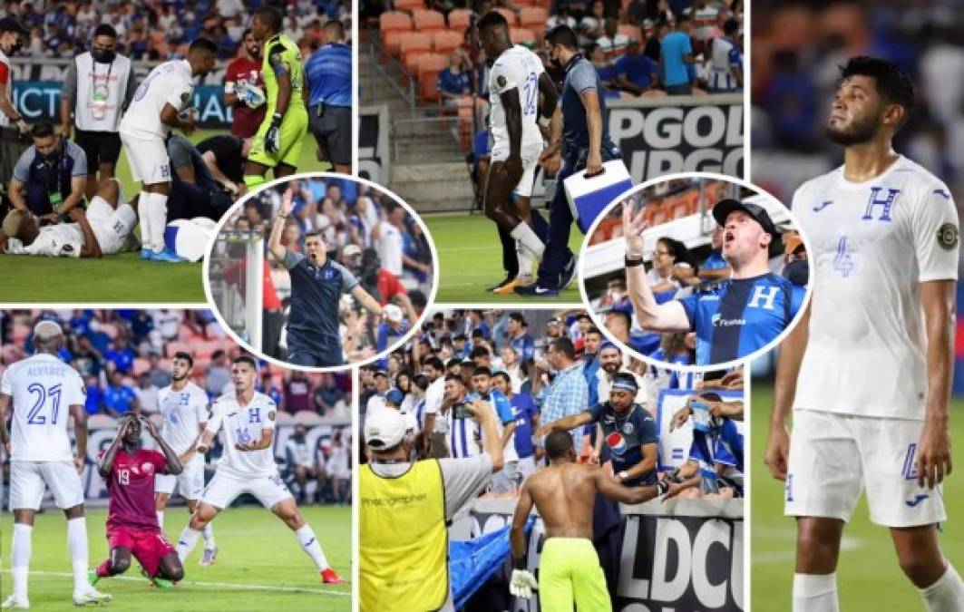 Las imágenes del partido que perdió la Selección de Honduras (0-2) contra Qatar en el cierre del Grupo D de la Copa Oro 2021, en el estadio BBVA Compass de Houston.<br/><br/>Fotos Annie Lagos, Karla López y AFP