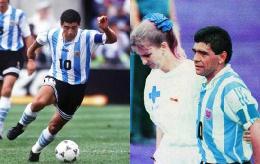 ¡DROGAS!<br/><br/>'Me cortaron las piernas', dijo Maradona cuando fue expulsado del Mundial de Estados Unidos 1994 a raíz de su positivo por dopaje.<br/><br/>'Fui, soy y seré drogadicto', para referirse a su adicción a las drogas y al alcohol.