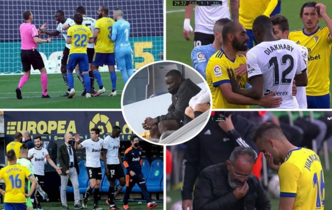 Un tremendo episodio de racismo se vivió en el partido de la Liga Española entre Cádiz y Valencia cuando Juan Cala le dijo un insulto a Mouctar Diakhaby, quien decidió abandonar el campo, acompañado por todos sus compañeros. ¿Qué le dijo el compañero del 'Choco' Lozano al francés?