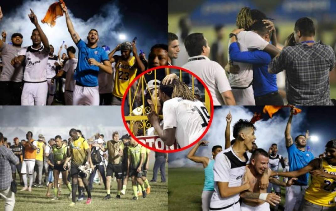 Las imágenes de la celebración del Honduras Progreso tras salvar la categoría y la tristeza del Real de Minas por la derrota en el estadio Humberto Micheletti.