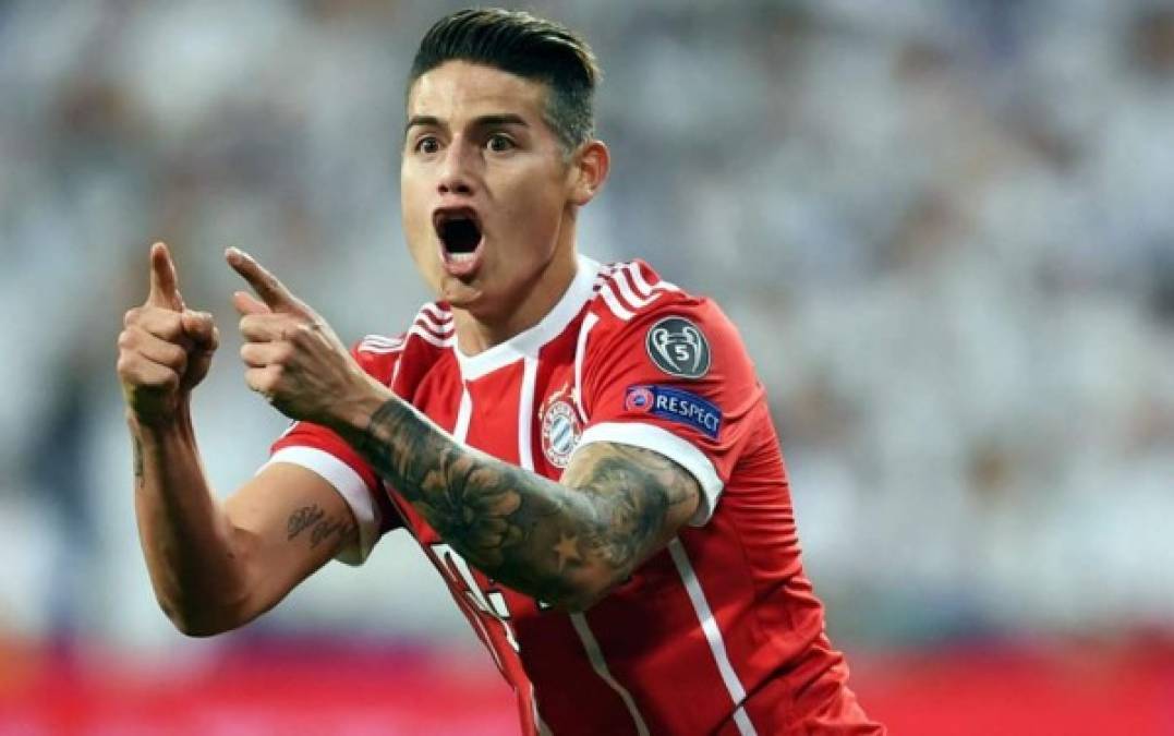 El mediocampista colombiano James Rodríguez, que está cedido por el Real Madrid en el Bayern Múnich.