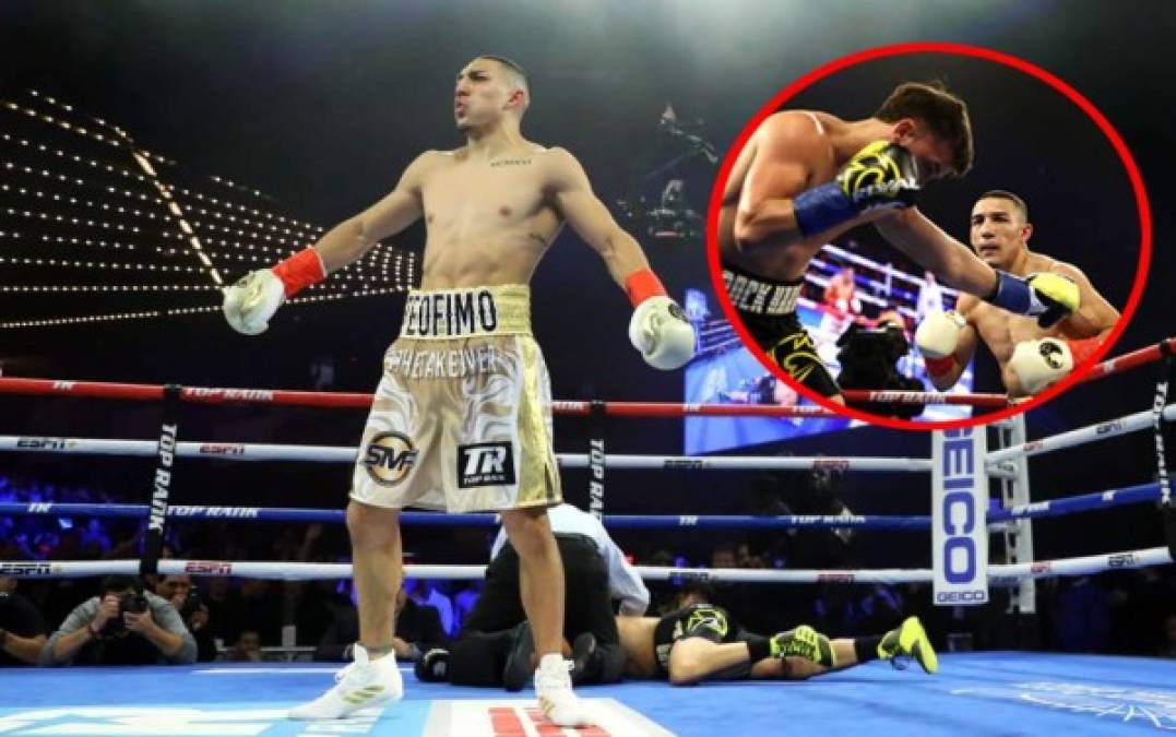 Las imágenes de la victoria por nocaut del boxeador hondureño Teófimo López contra el estadounidense Mason Menard, al que derribó en apenas 44 segundos en el Madison Square Garden.