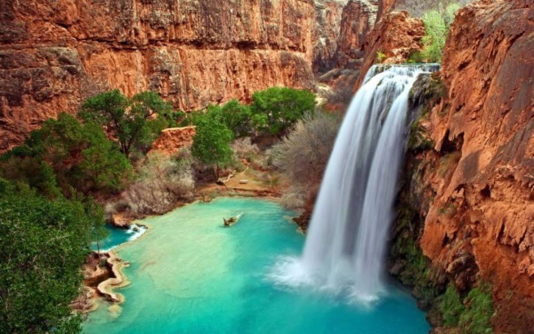 Las Cataratas de Havasu situadas en el Gran Cañón, en el estado de Arizona, en los Estados Unidos.