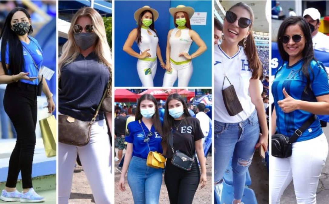Las bellas chicas que adornan el partido entre El Salvador y Honduras en el estadio Cuscatlán por la eliminatoria de la Concacaf rumbo al Mundial de Qatar 2022. Fotos Yoseph Amaya