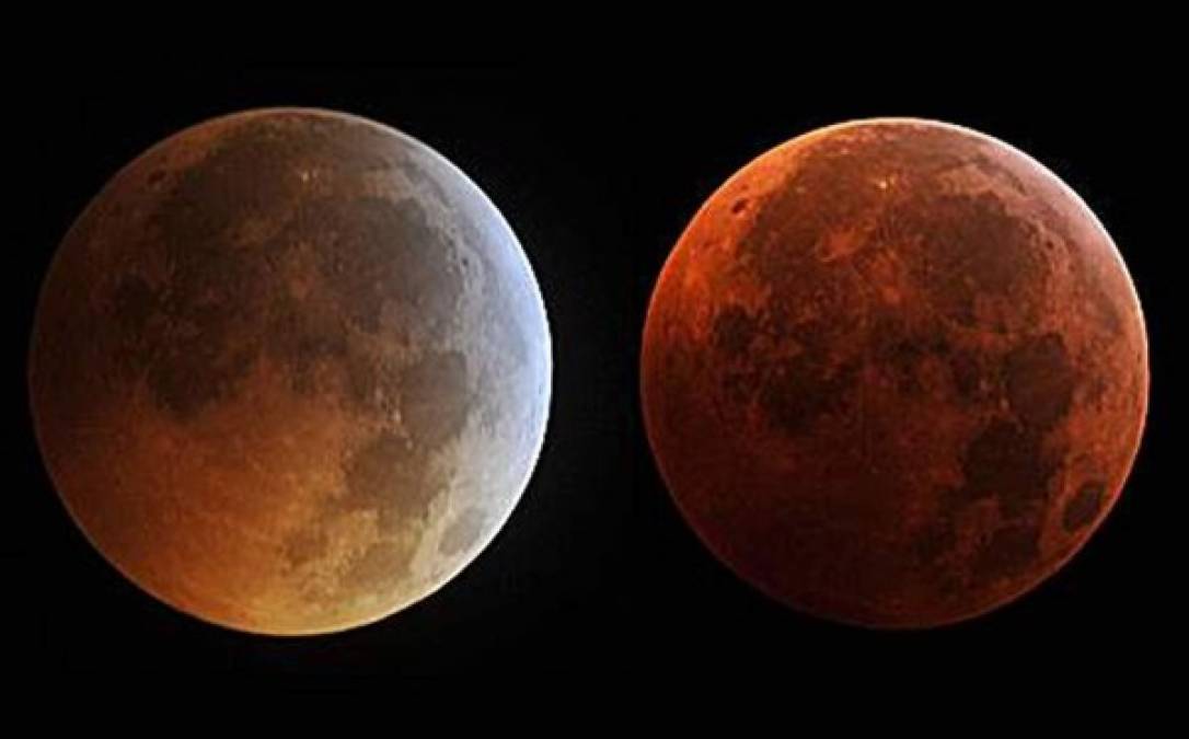 Cambio de color en la Luna durante el eclipse. AFP.