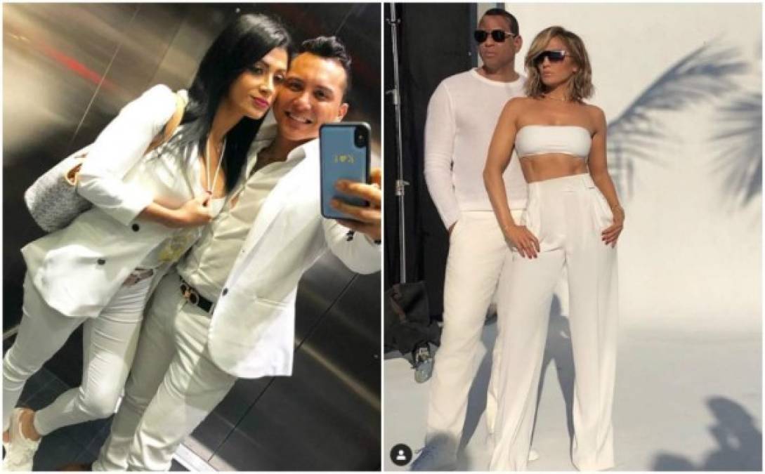 Quizá para lucir coordinado en pareja, la forma más sencilla es el look clásico en 'un solo color', como este en color blanco. <br/><br/>Edwin y Kimberly se tomaron esta fotografía en un ascensor para mostrar su estilo en redes sociales.