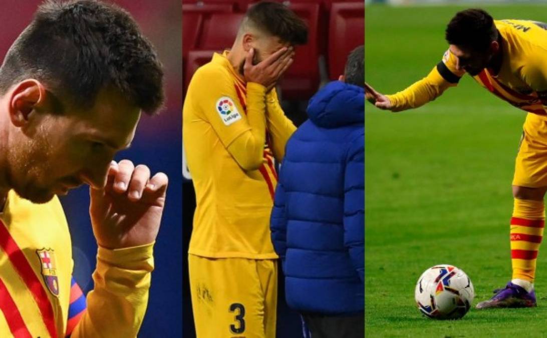 El Barcelona sufrió su tercera derrota en la presente campaña de la Liga española al caer 1-0 a manos del Atlético de Madrid. Messi se vio frustrado y Piqué no pudo contener las lágrimas tras salir lesionado. Fotos EFE y AFP