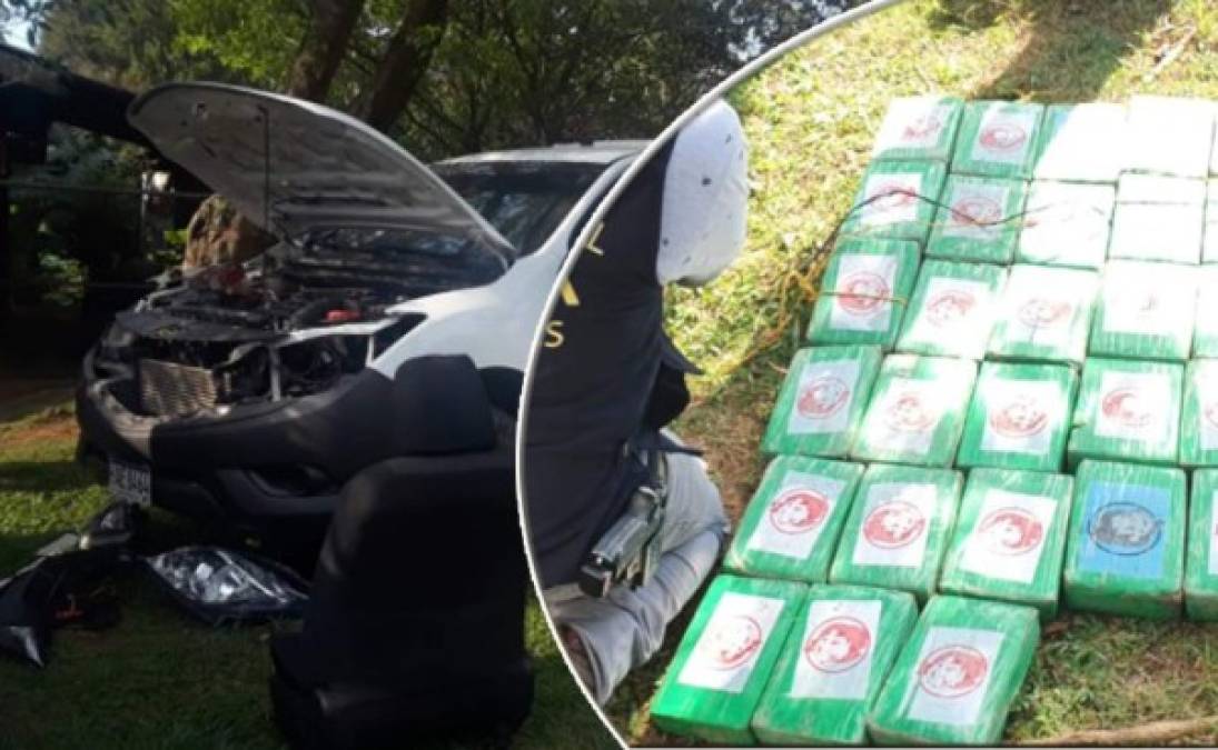 Agentes policiales Antidrogas decomisaron este domingo 60 paquetes de supuesto clorhidrato de cocaína en la comunidad de Corozal de La Ceiba, Atlántida.