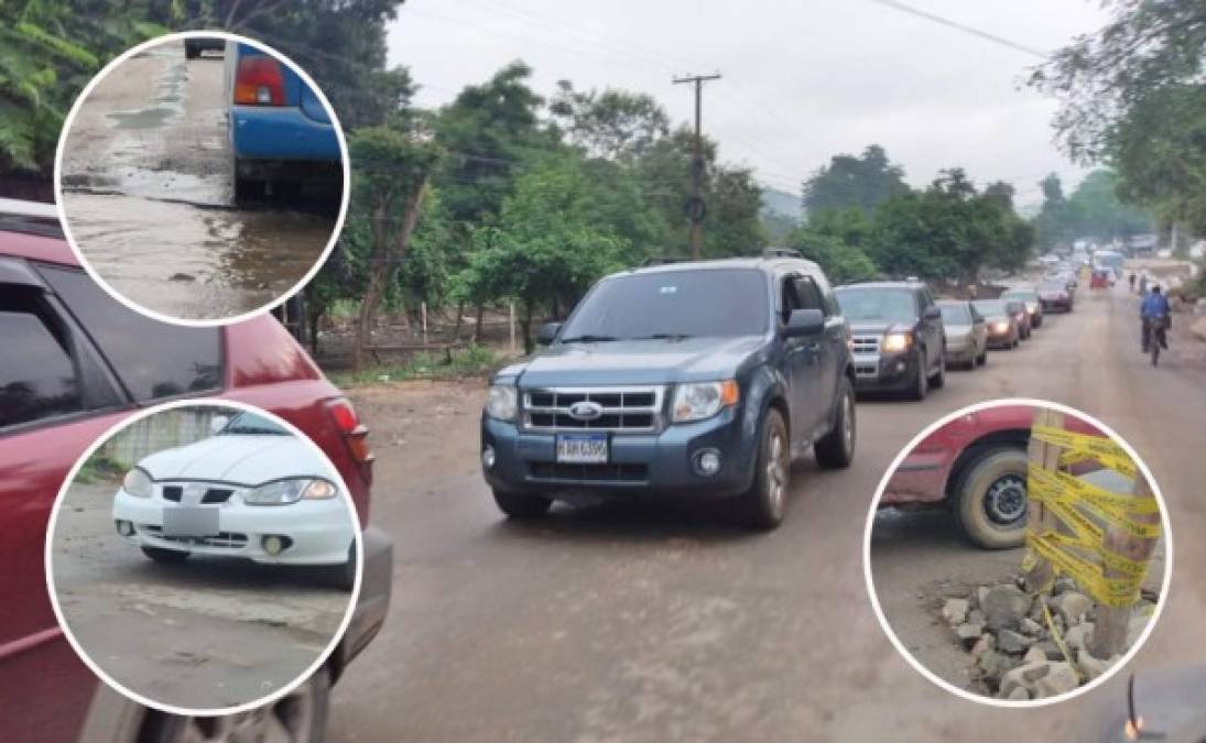 La carretera en el desvío hacia Jucutuma y Ticamaya desde el bulevar del este de San Pedro Sula año con año se vuelve en un dolor de cabeza para los pobladores de las colonias y residenciales recién edificadas en el sector debido a los baches que se forman. Sin embargo, tras el paso de los huracanes Eta y Iota dicha calle colapsó y está generando serios daños en vehículos y accidentes de tránsito.