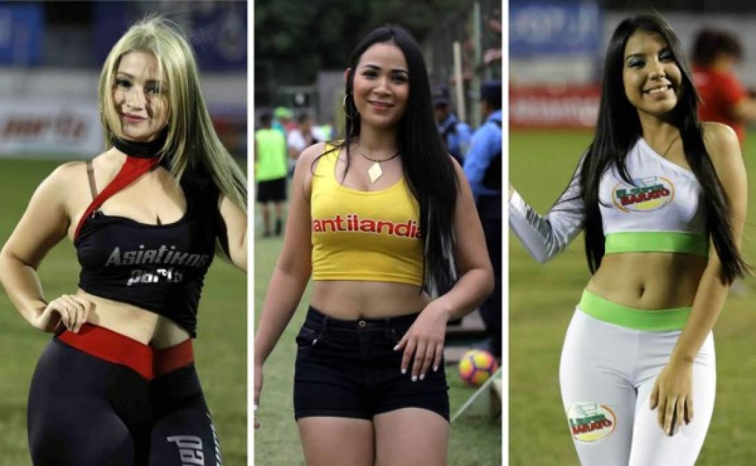 Bellas chicas han adornado los partidos pendientes Marathón-Juticalpa y Platense-Real España, correspondientes ambos a la cuarta jornada.