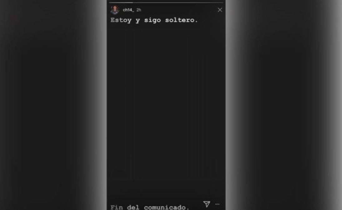 Hace tan solo unas semanas confirmó su ruptura con la española por medio de una historia de Instagram.