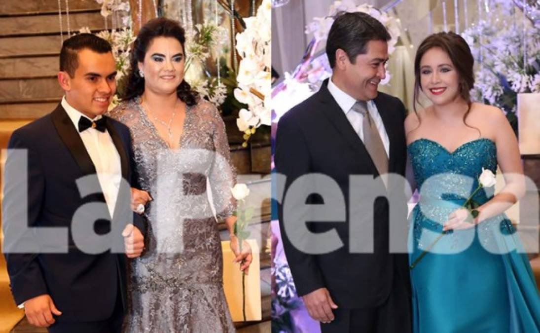 "Muy elegantes lucieron el hijo del expresidente, Porfirio Lobo Sosa con su esposa, Rosa Elena en la graduación de su hijo. En la otra imagen el actual presidente de Honduras, Juan Orlando Hernández con su hija, Ana Daniela."