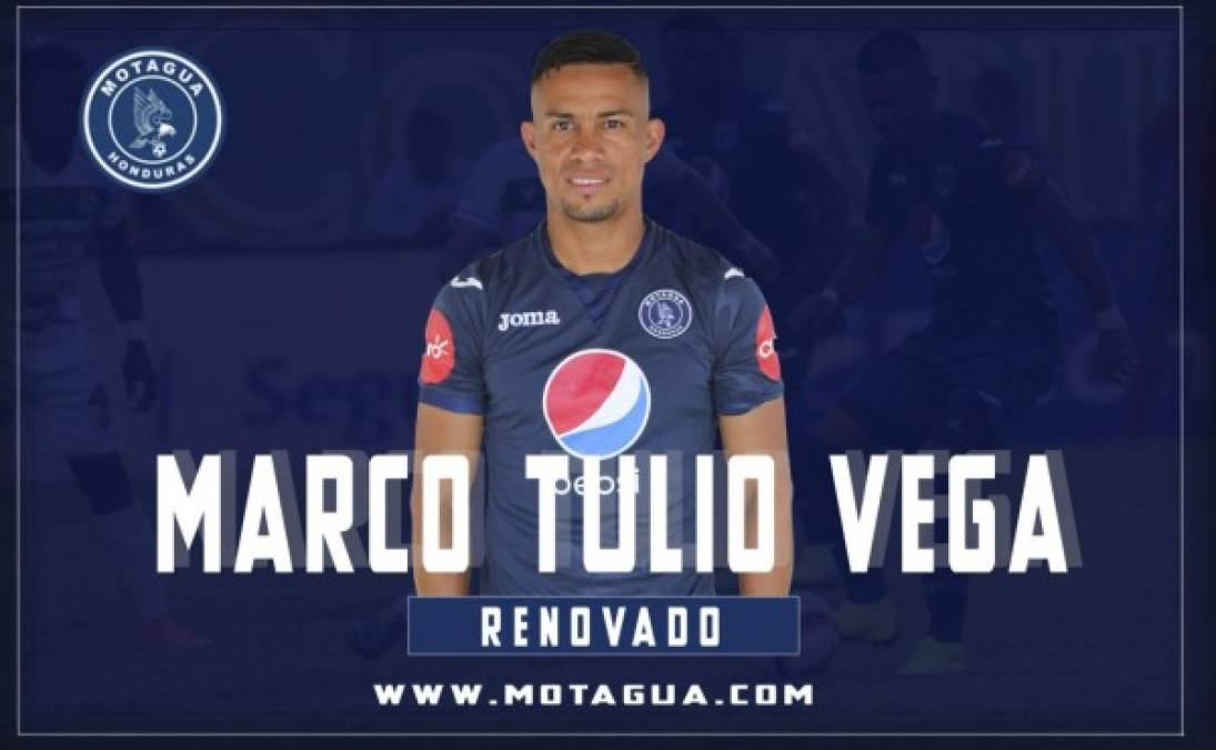 El Motagua anunció la renovación de Marco Tulio Vega. El delantero ha firmado su extensión por un año más.