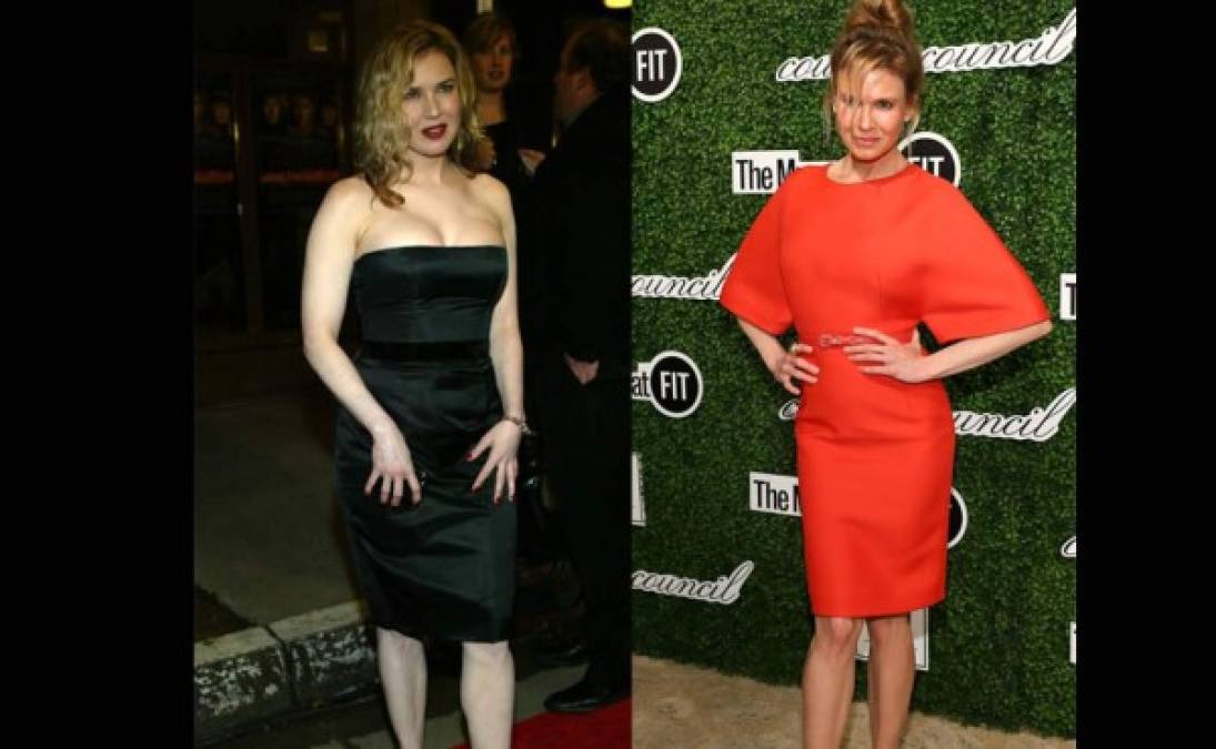 4. Renee Zellweger. Después de su exitosa película 'Bridget Jones', en muy poco tiempo la actriz pasó de ser talla 14 a talla 4. ¡Actualmente luce fabulosa!