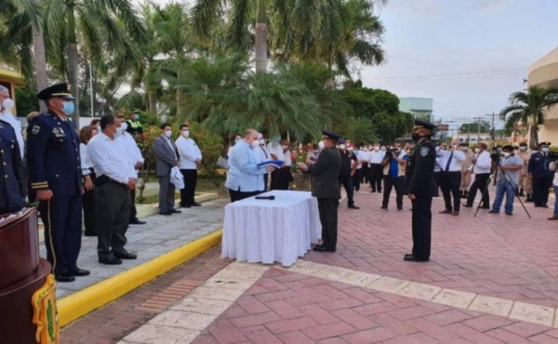 El Progreso, Yoro, también celebró el Día de la Bandera aplicando las medidas de bioseguridad.