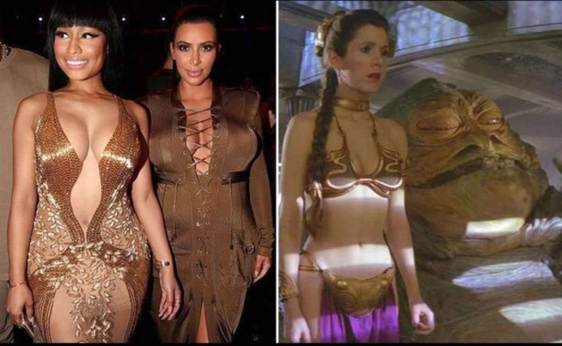 Nicki Minaj y Kim Kardashian en una comparativa con la princesa Leia y Jaba.