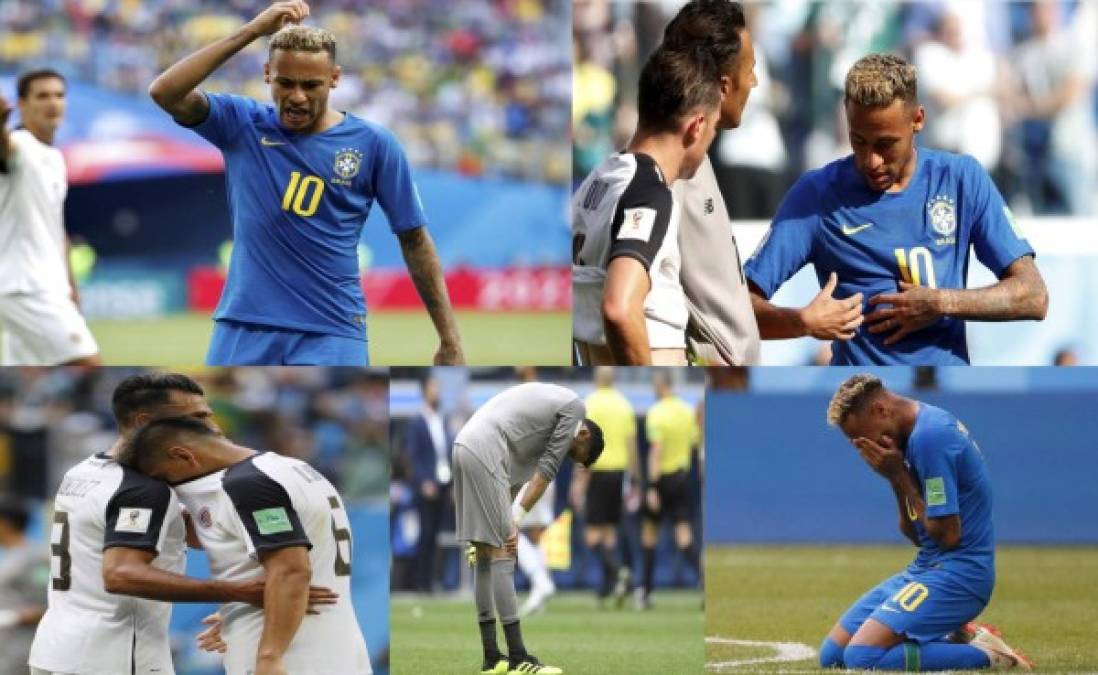 Brasil eliminó a Costa Rica del Mundial al derrotarlo 2-0 con goles de Coutinho y Neymar. Durante y después del juego el atacante del PSG se vio involucrado en varias polémicas con los ticos al extremo de burlarse de ellos e insultarlos. FOTOS AFP Y EFE.