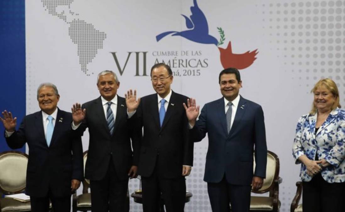 Los presidentes de El Salvador, Guatemala y Honduras se reunieron con Ban Ki-moon en la antesala de la VII Cumbre de las Américas.