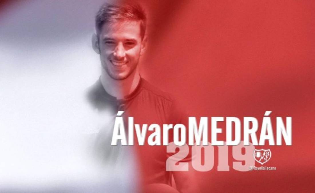 El Rayo Vallecano obtiene la cesión del mediocentro Álvaro Medrán por una temporada. Llega procedente del Valencia.