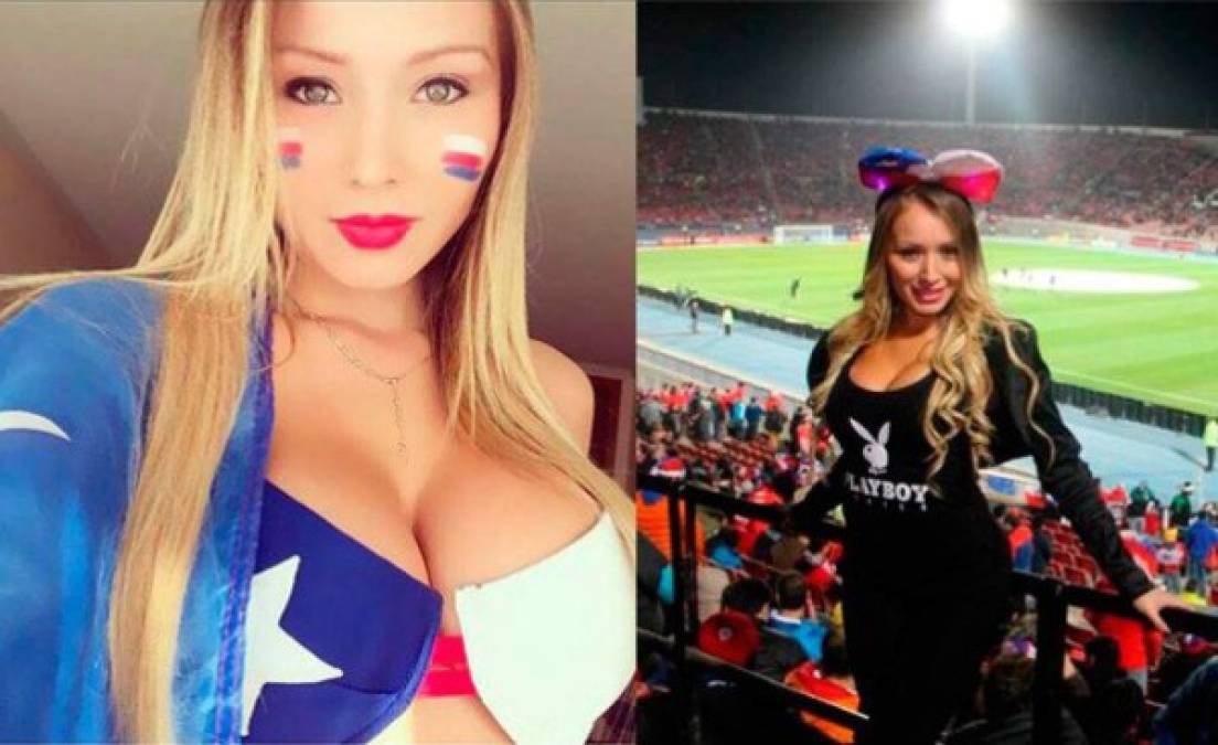 La chica Playboy es conocida por su pasión por el fútbol, pero especialmente por su fanatismo por el seleccionado de su país.