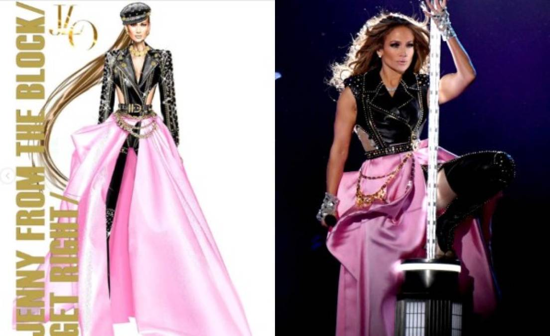 Jennifer López no se complicó, y al ser embajadora de Versace opto por un modelo de tres partes, un Atelier Versace de alta costura. Sedas y cuero adornaron el cuerpo de JLo.